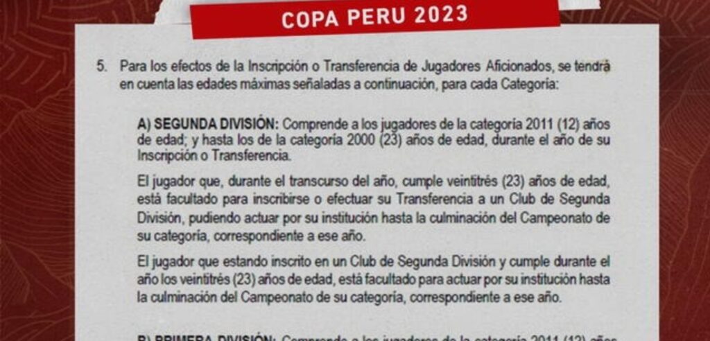 Hay mucha confusión en la Copa Perú respecto a las edades de los jugadores