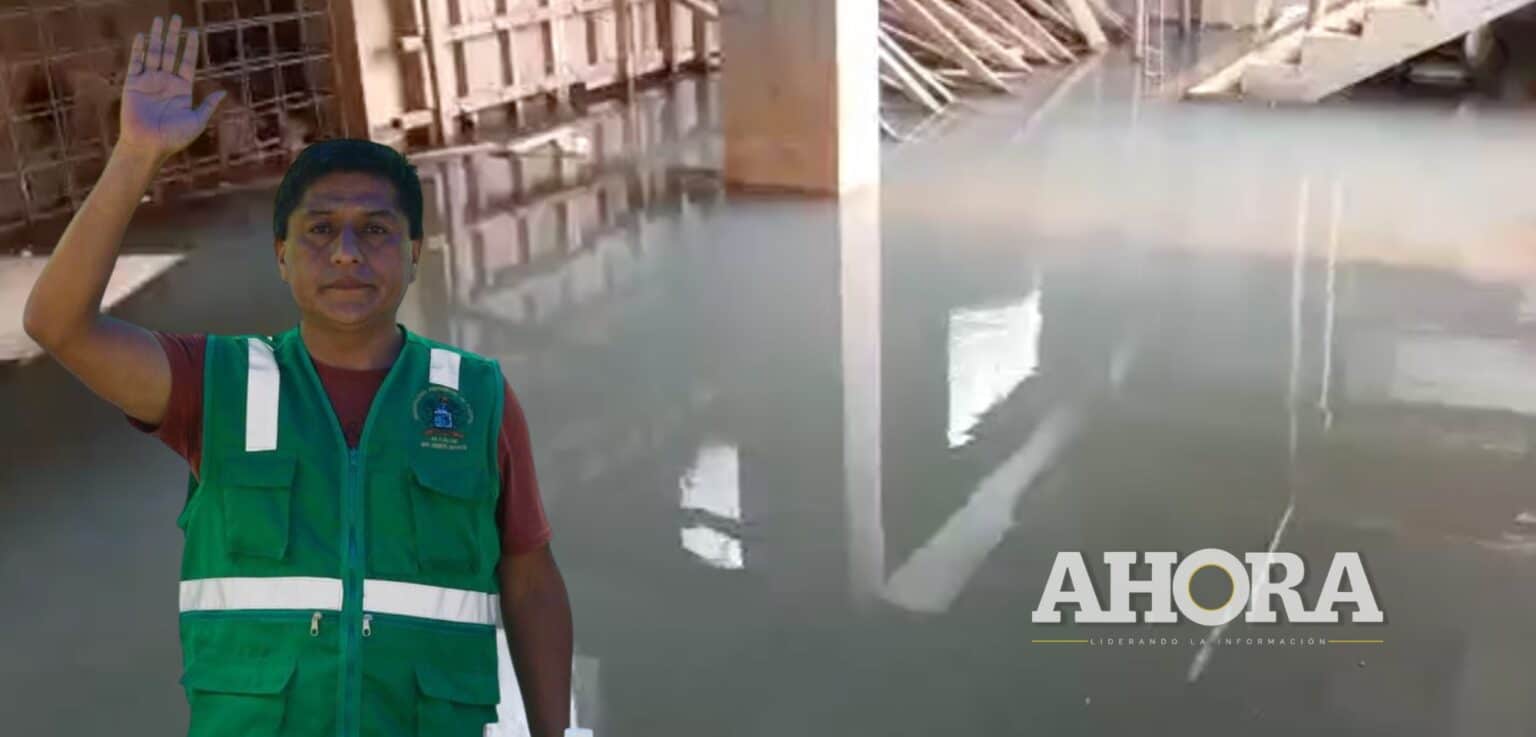 Obra del estadio municipal de Panao está inundada y materiales de construcción se deterioran