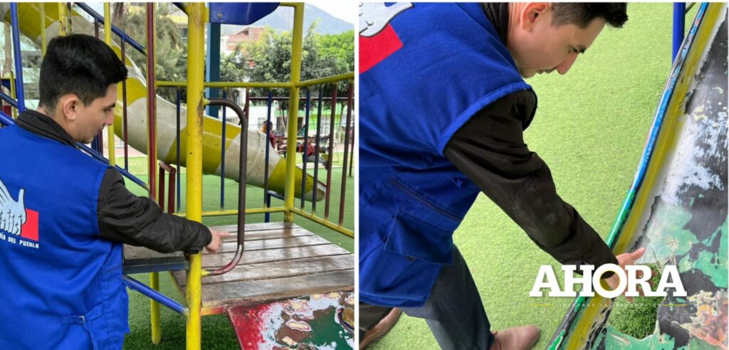 Peligro en parque Amarilis: Columpios, sube y baja y toboganes oxidados y en mal estado