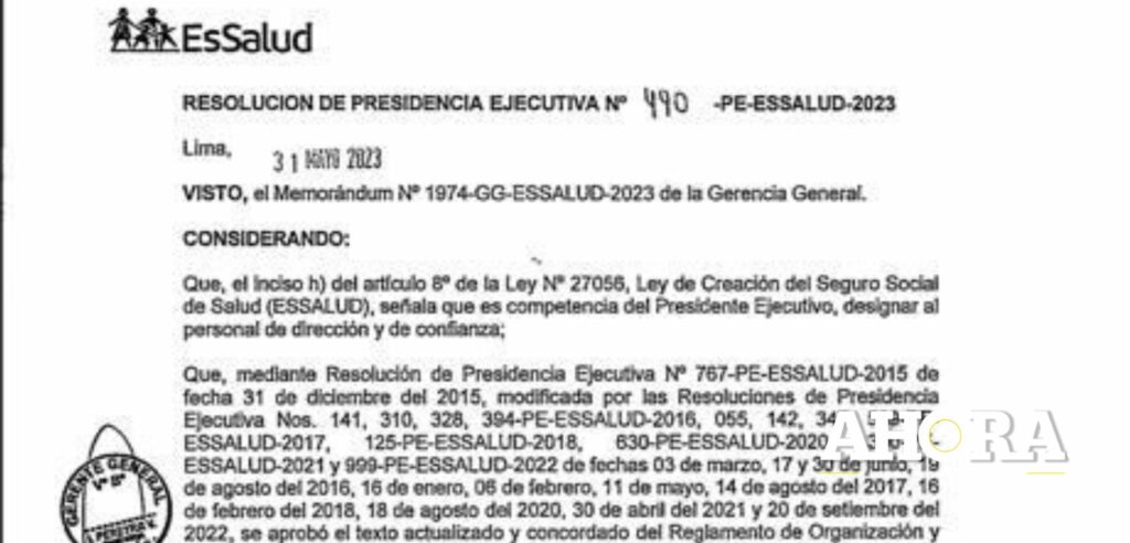 Destituyen a Alegre Fonseca de la dirección de Gerente Central de EsSalud