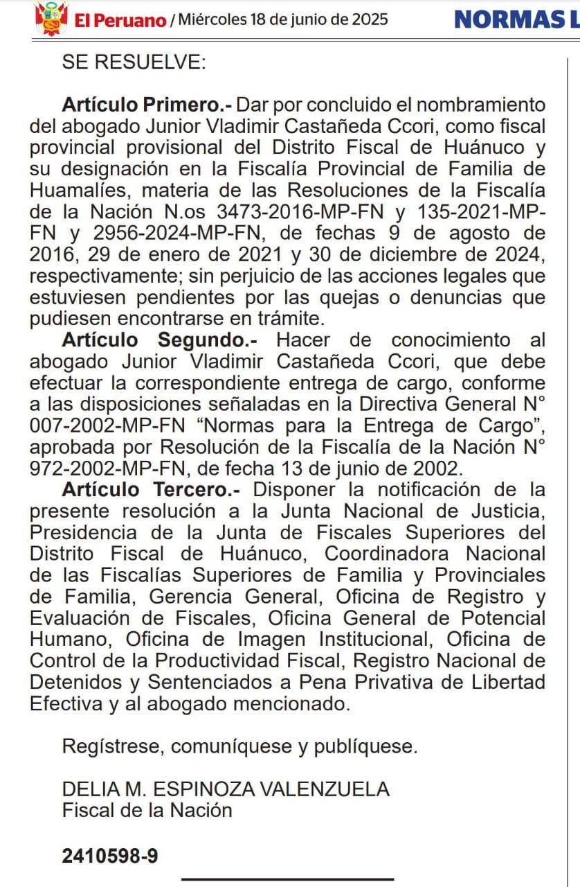 Fiscal De Familia En Huamalies Cesado Tras Fatal Accidente Vehicular En Huanuco